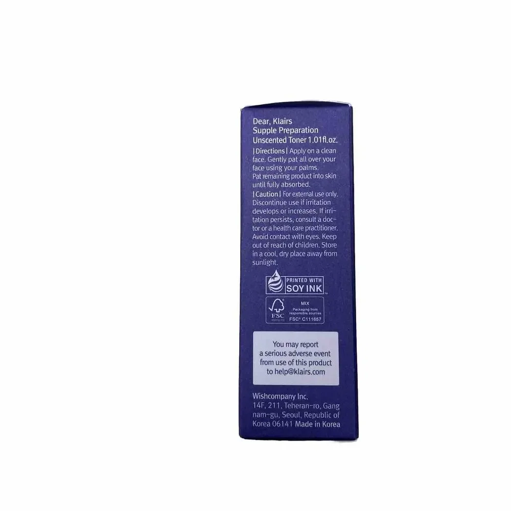 Dear Klairs Supple Preparation Unscented Facial Toner 1.01 oz Travel Mini Size
